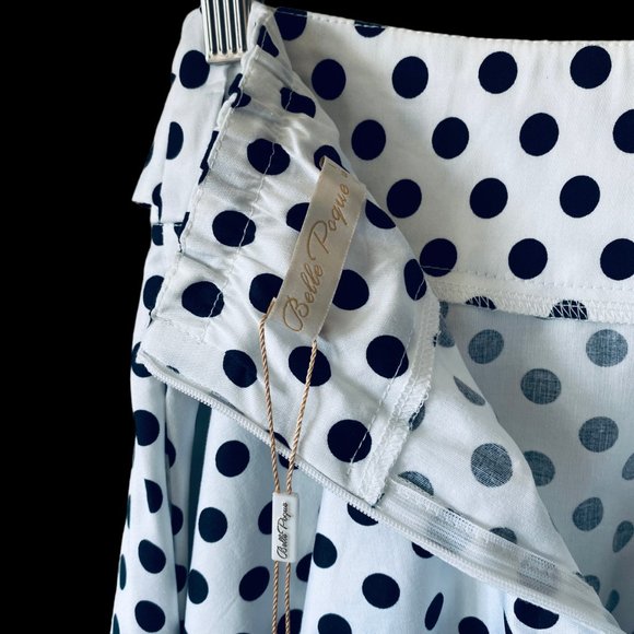 Belle Poque Sz Sm Rockabilly Retro Pin Up 50s High Waist Polka Dot Skirt New - Picture 13 of 15